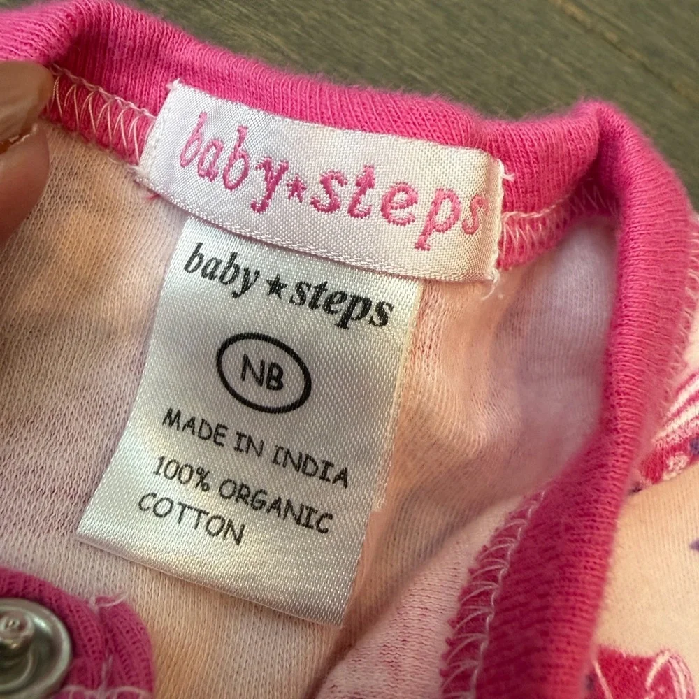 Designer From Denny’s! Baby Steps Pink Footed One-Piece with Sneaker Print - Picture 4 of 7